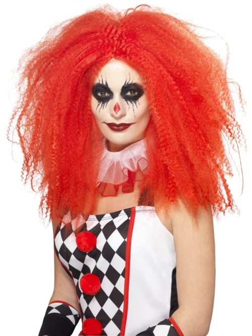 Clown Wig, Red, Crimped