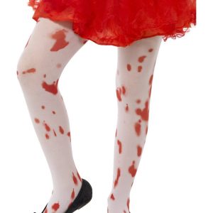 White Blood Stain Print Tights age 6-12 Years
