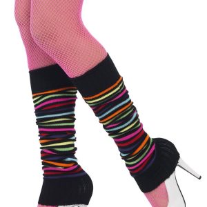 Black Rainbow Striped Legwarmers