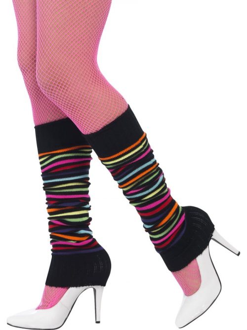 Black Rainbow Striped Legwarmers