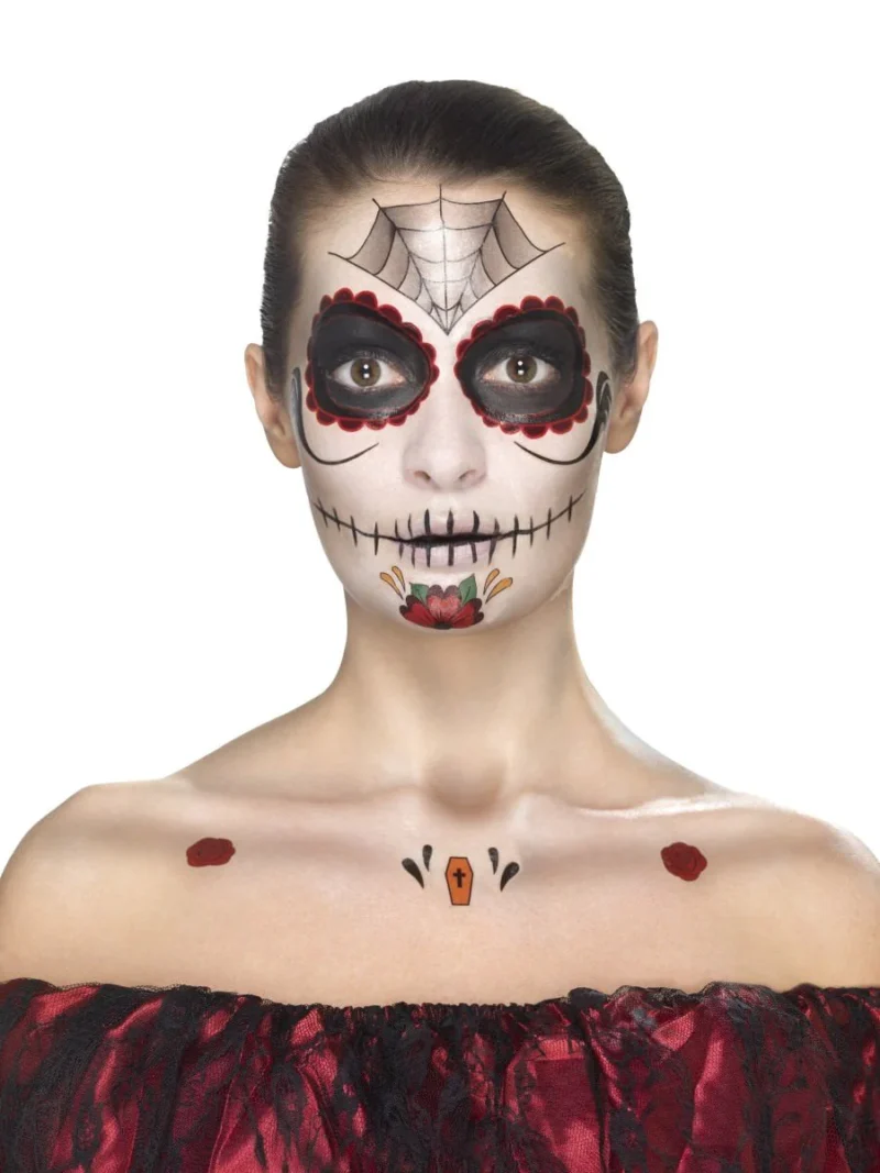 Day of the Dead Face Tattoo Transfers Kit - Image 2