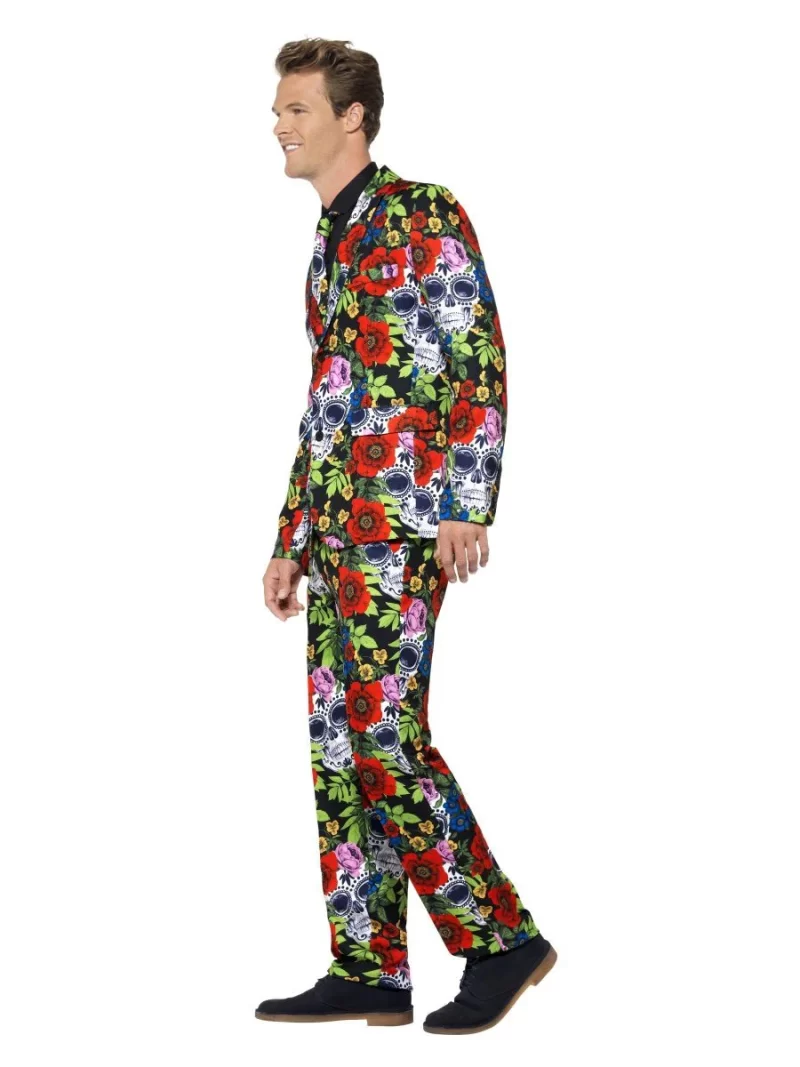 Day of the Dead Standout Suit Men's Halloween Fancy Dress Costume - Image 2