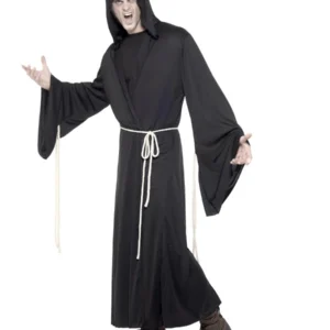 Grim Reaper Hooded Robe Halloween Mens Fancy Dress Costume - Image 2