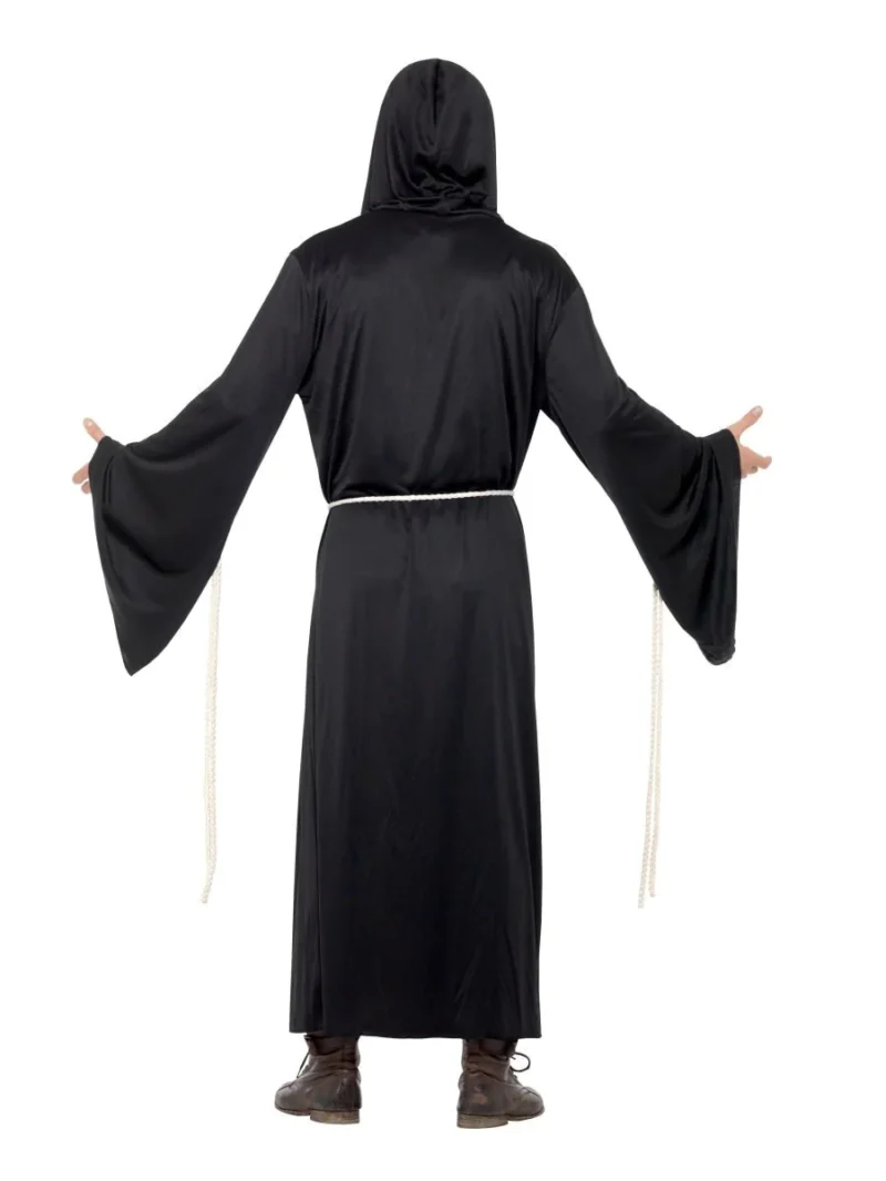 Grim Reaper Hooded Robe Halloween Mens Fancy Dress Costume - Image 3