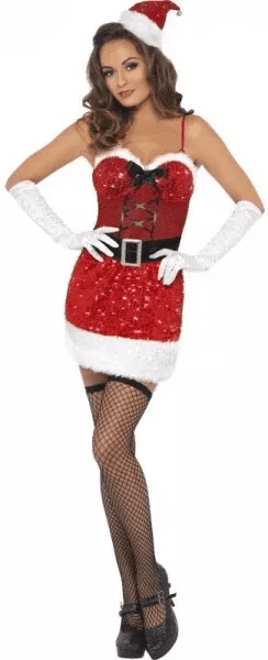Fever Sequin Santa Sizzle Ladies Christmas Fancy Dress Costume