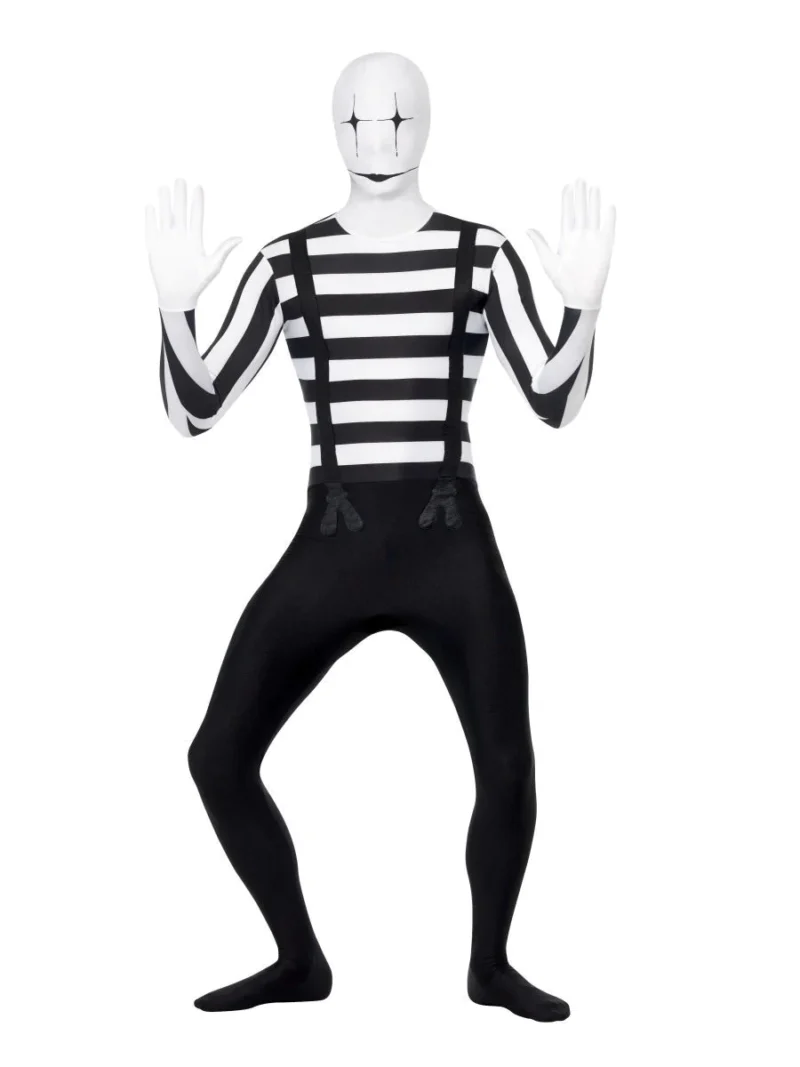 Mime Second Skin Halloween Men's Fancy Dress Costume