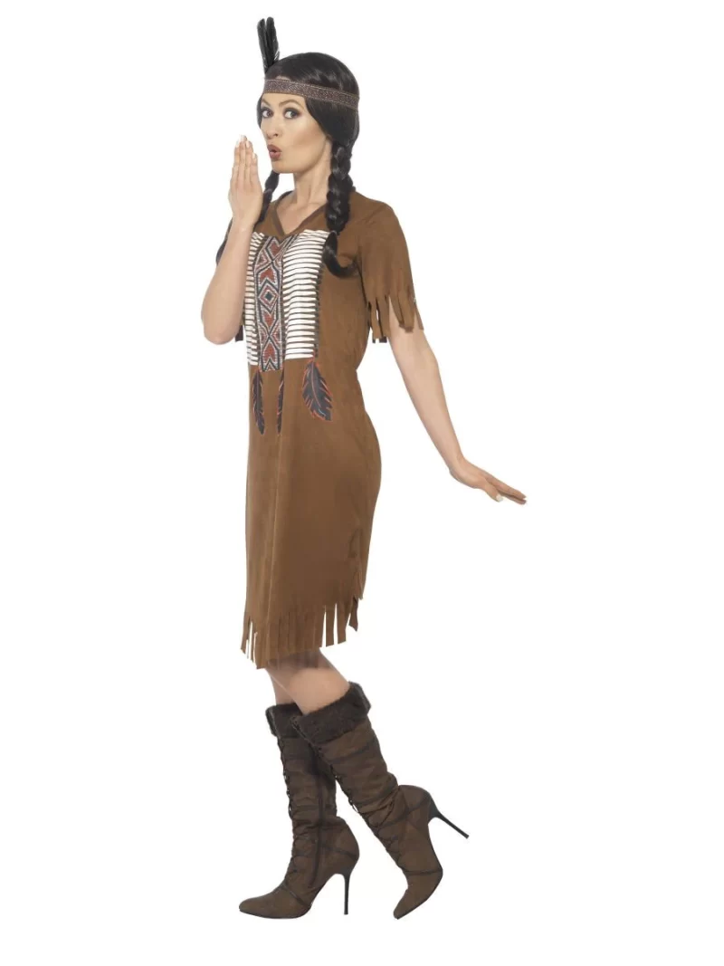 Native American Indian Warrior Princess Ladies Fancy Dress Costume - Image 2