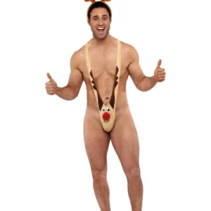 Fever Rudolf Mankini Men's Christmas Fancy Dress Costume