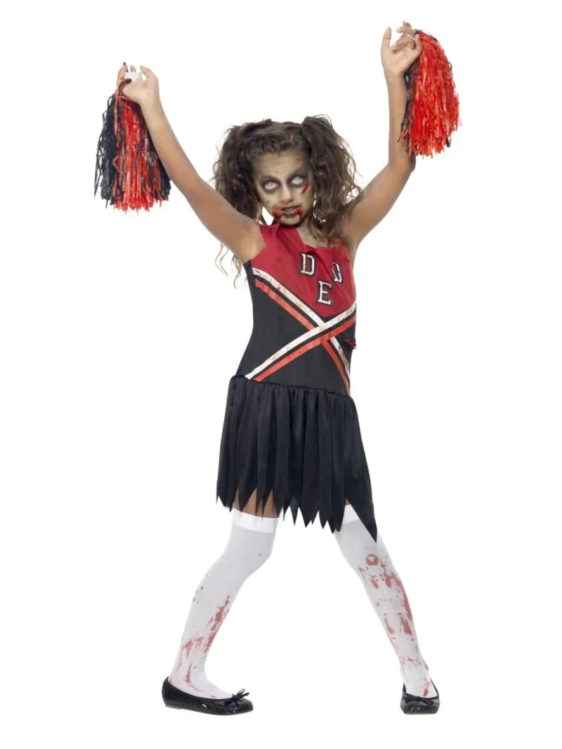 Zombie Cheerleader Children's Halloween Fancy Dress Costume - Image 2