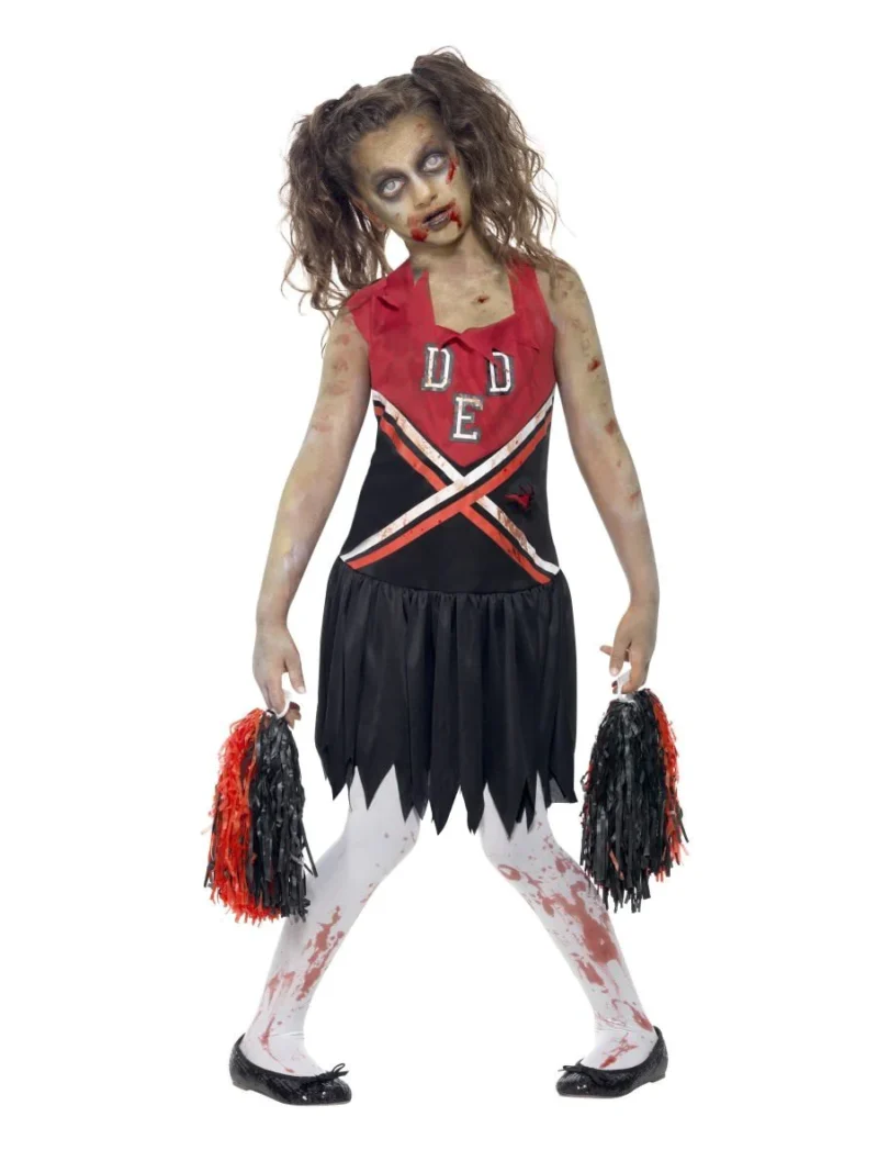 Zombie Cheerleader Children's Halloween Fancy Dress Costume