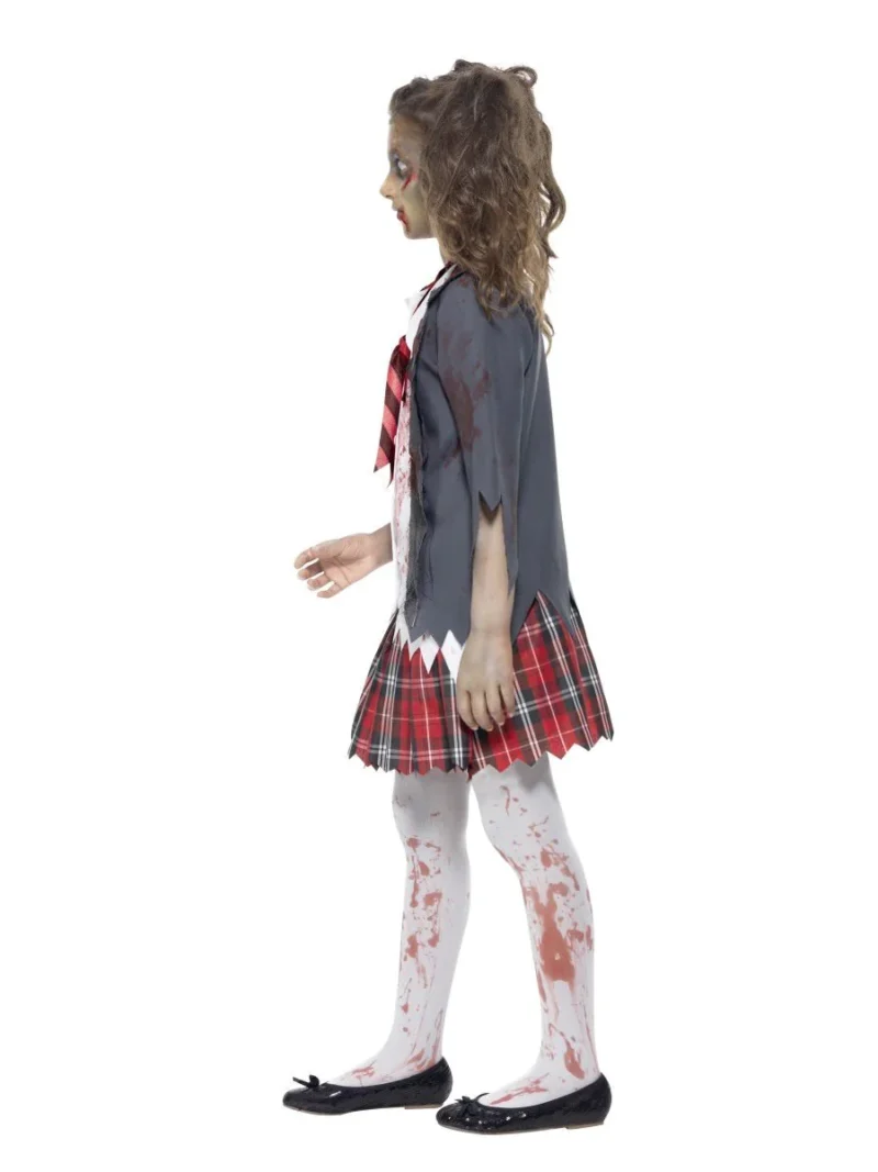 Zombie Schoolgirl Children's Halloween Fancy Dress Costume - Image 2