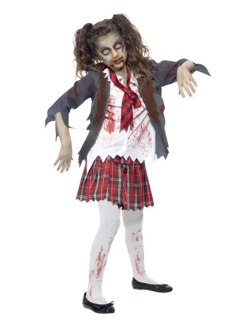 Zombie Schoolgirl Children's Halloween Fancy Dress Costume
