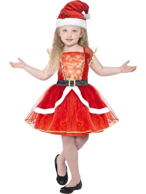 Miss Light Up Santa Children's Christmas Fancy Dress Costume