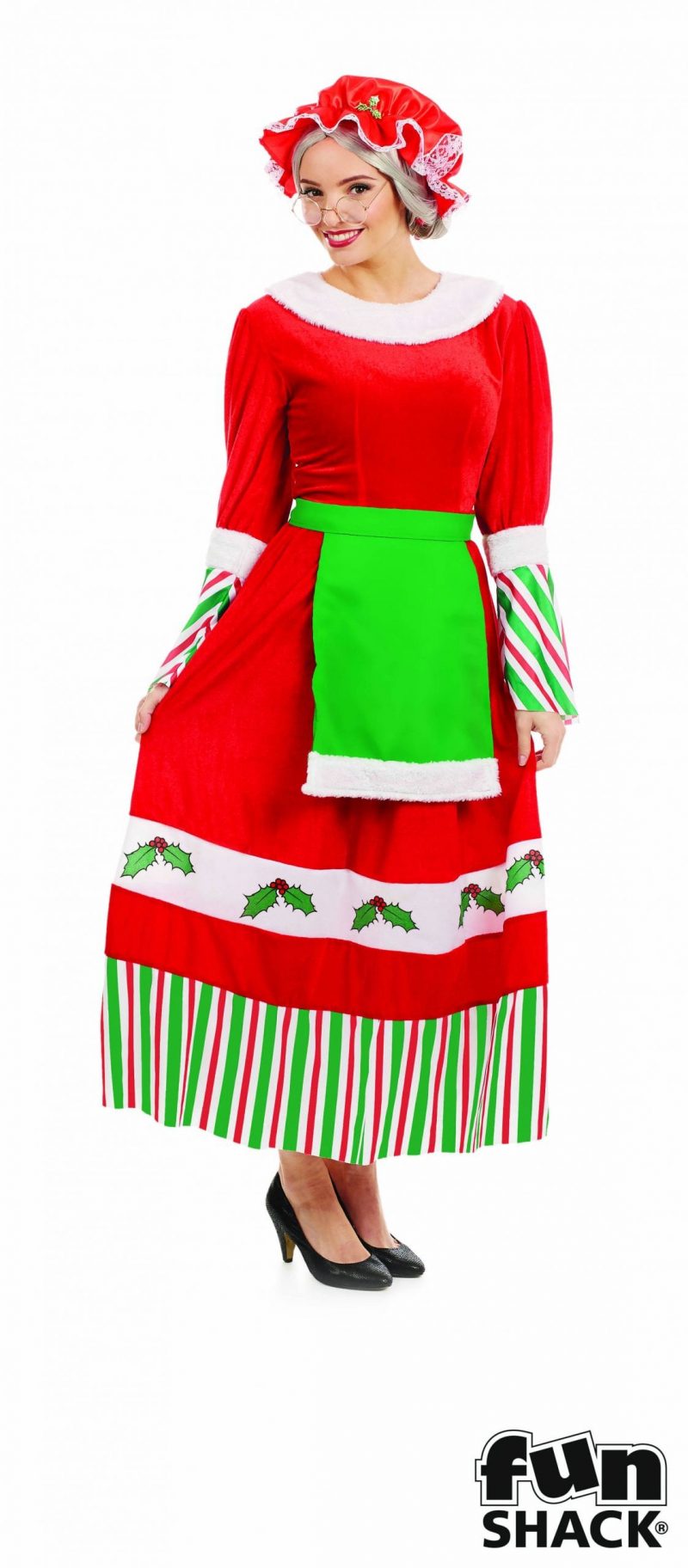 Traditional Mrs Claus Christmas Ladies Fancy Dress Costume-0