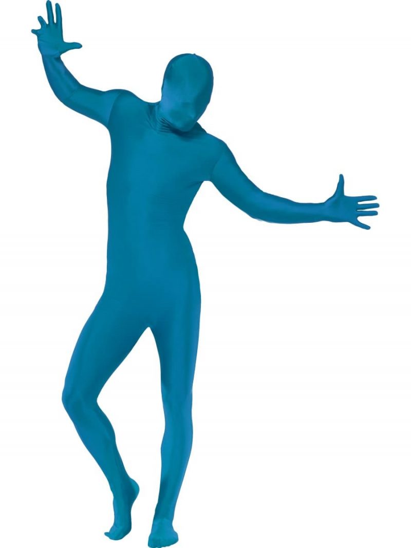 Second Skin Blue Bodysuit Men's Fancy Dress Costume