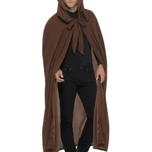 Gravekeeper Cult Brown Hooded Cloak Halloween Fancy Dress Costume