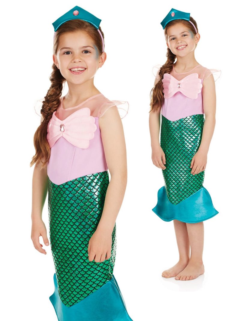 Mermaid (Pink/Green) Children's Fancy Dress Costume