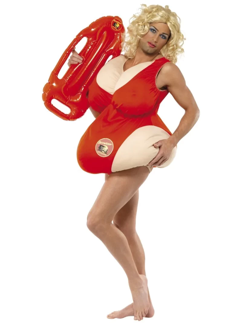 Baywatch Padded/Fat Swimsuit Mens Fancy Dress Costume