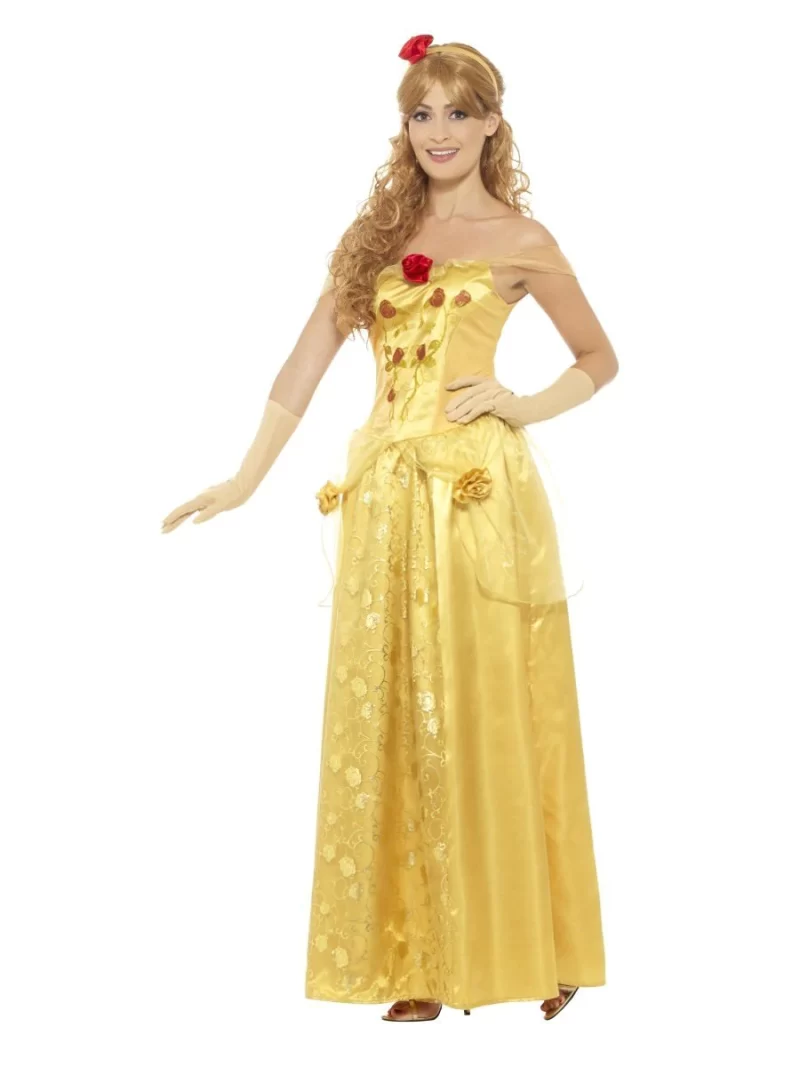 Golden Princess (Belle) Long Ladies Fancy Dress Costume