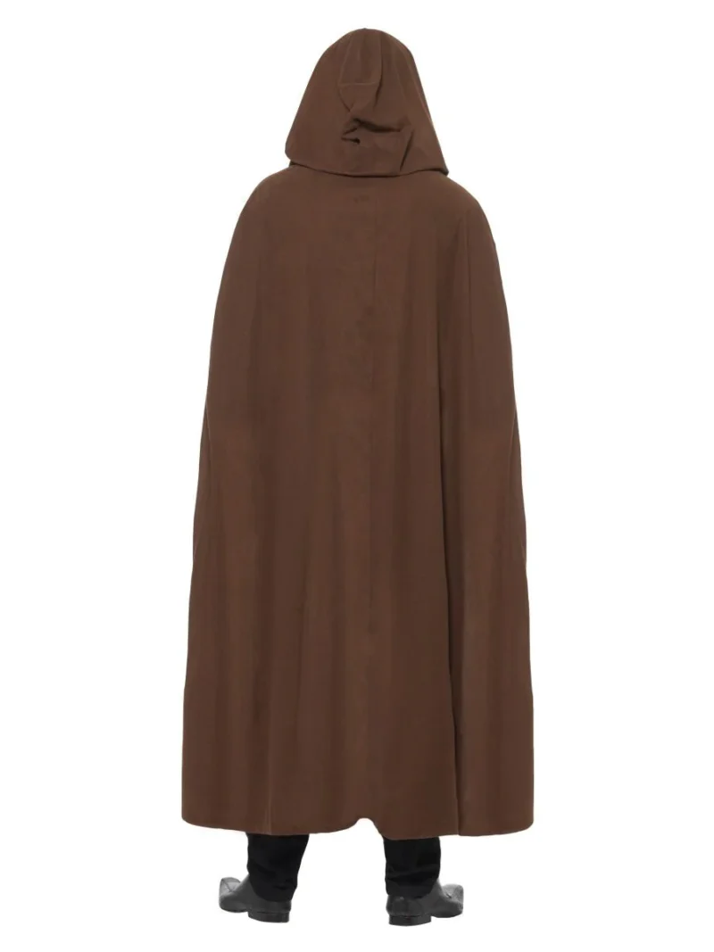 Gravekeeper Cult Brown Hooded Cloak Halloween Fancy Dress Costume - Image 3