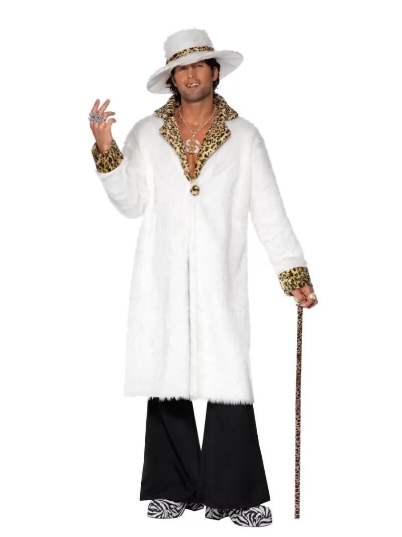 Pimp Daddy White/Leopard Print Men's Fancy Dress Costume - Image 2