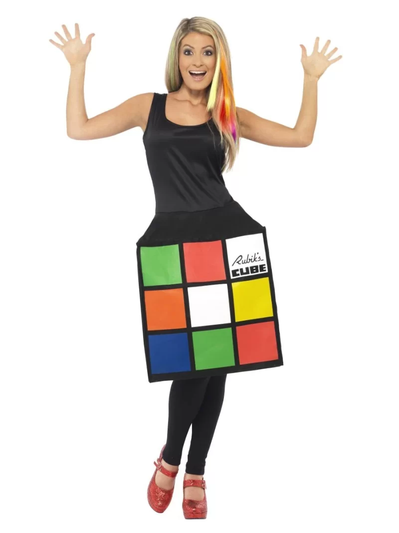 Rubik's 3D Cube Ladies Fancy Dress Costume - Image 2