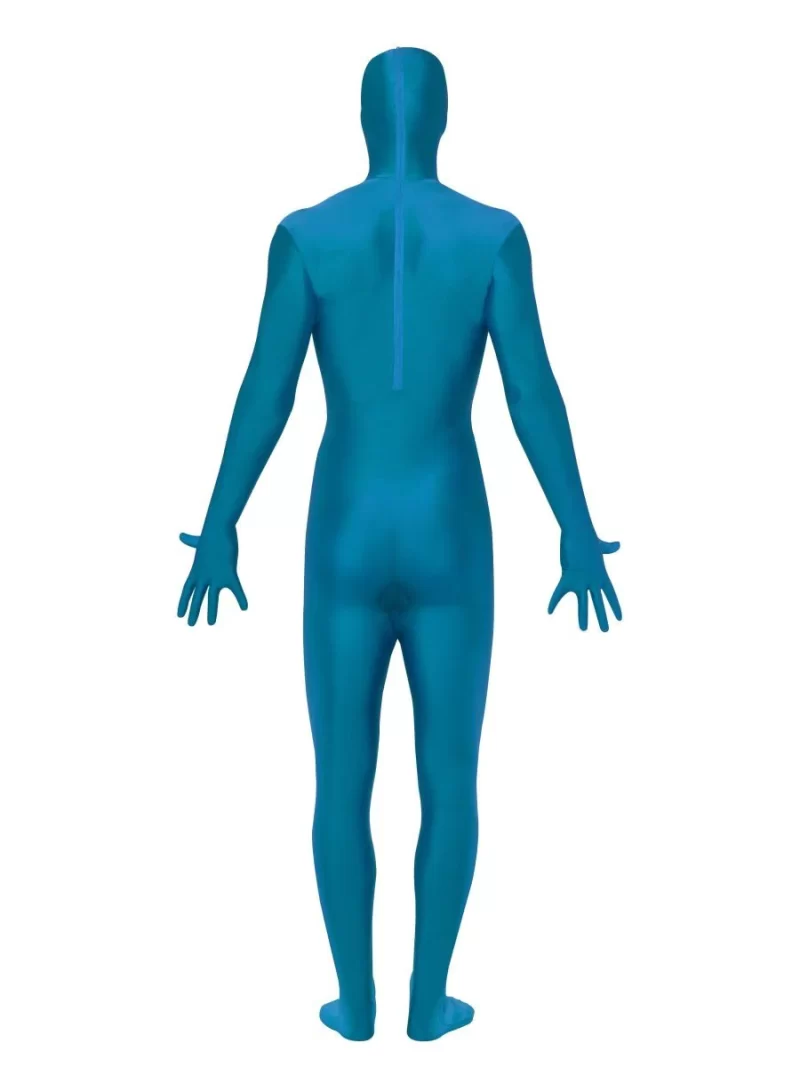 Second Skin Blue Bodysuit Men's Fancy Dress Costume - Image 2
