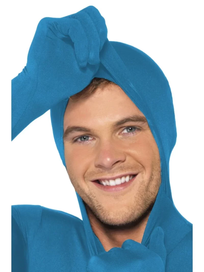Second Skin Blue Bodysuit Men's Fancy Dress Costume - Image 3