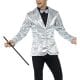 Sequin Jacket Silver Men's Fancy Dress Costume