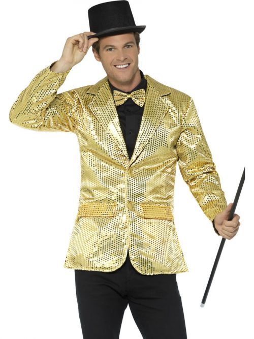 Sequin Jacket Gold Men's Fancy Dress Costume
