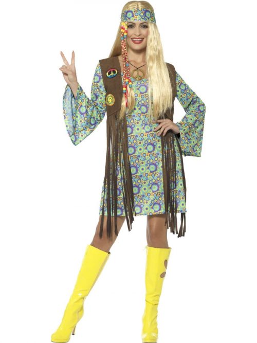 60's Hippie Chick Ladies Fancy Dress Costume