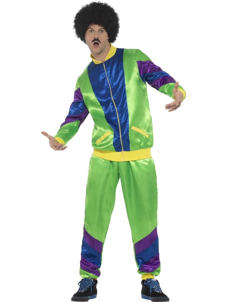 80's Height of Fashion Shell Suit Green Men's Fancy Dress Costume