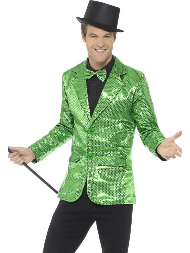 Sequin Jacket Green Men's Fancy Dress Costume