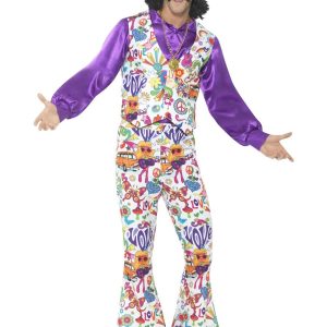 60's Groovy Hippie Men's Fancy Dress Costume