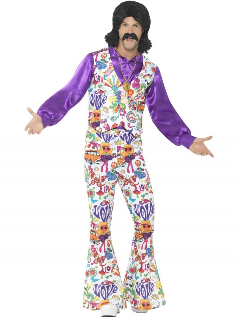 60's Groovy Hippie Men's Fancy Dress Costume