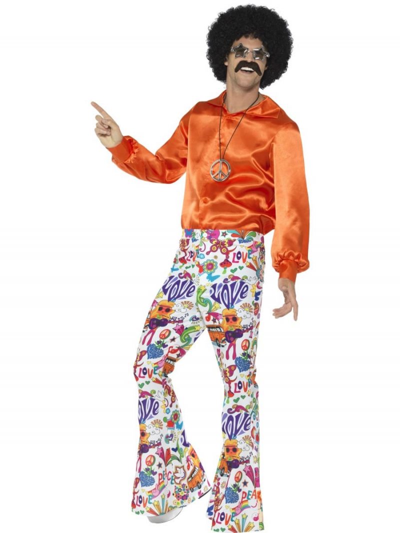 60's Groovy Flared Trousers Men's Fancy Dress Costume