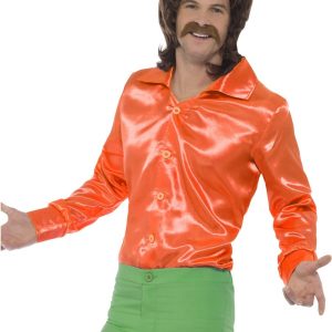 60's Shirt Orange Men's Fancy Dress Costume