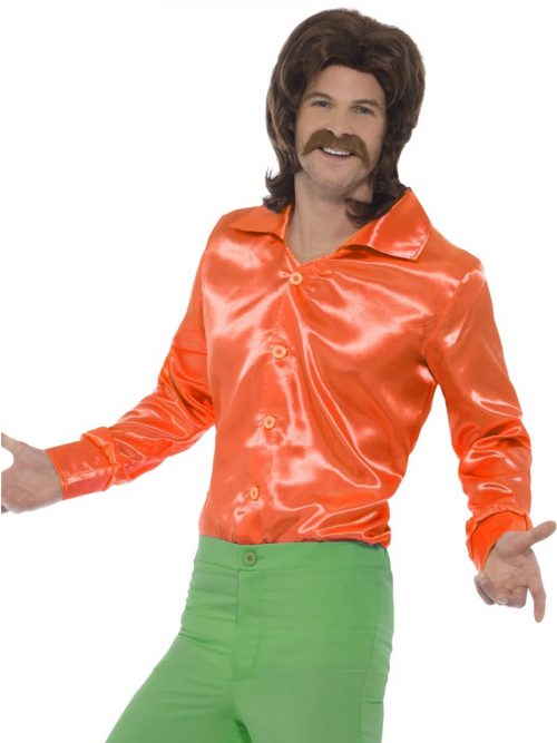 60's Shirt Orange Men's Fancy Dress Costume