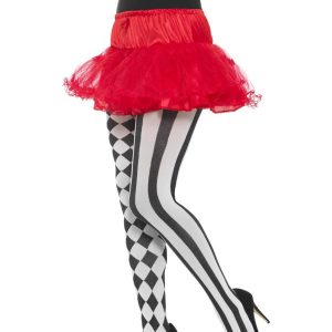 Harlequin Tights, White & Black