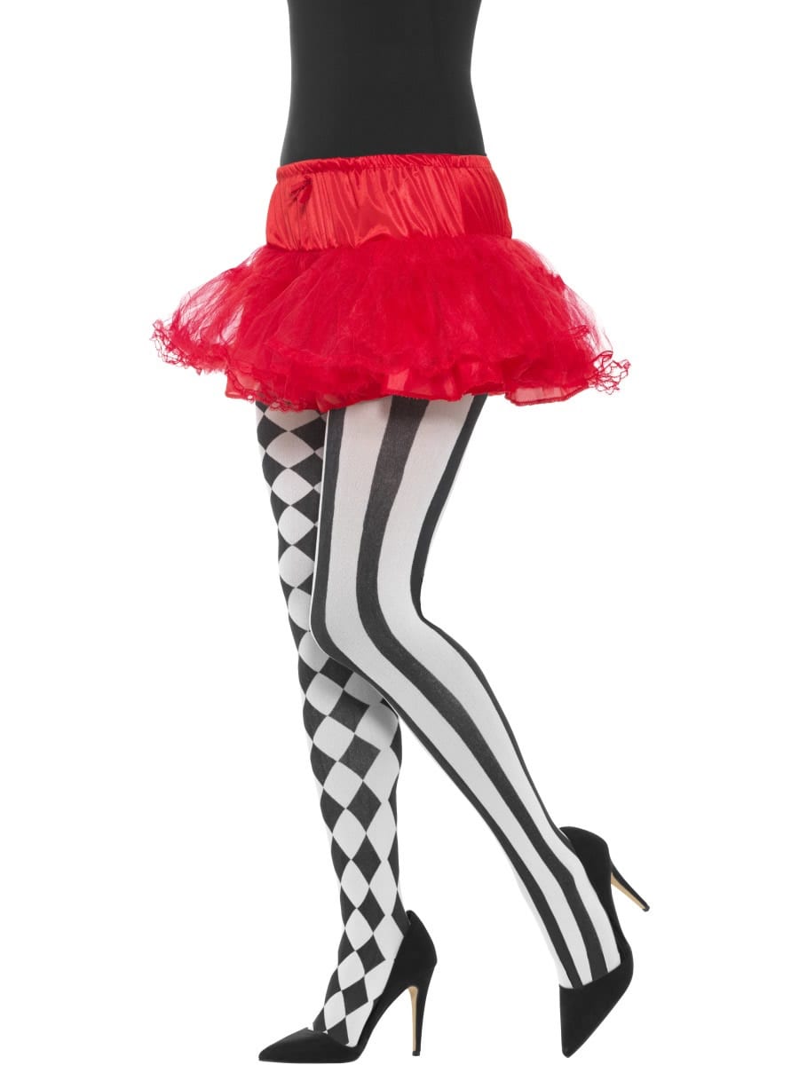 Harlequin Tights, White & Black