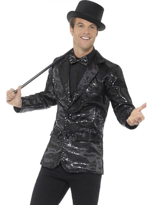 Sequin Jacket Black Men's Fancy Dress Costume