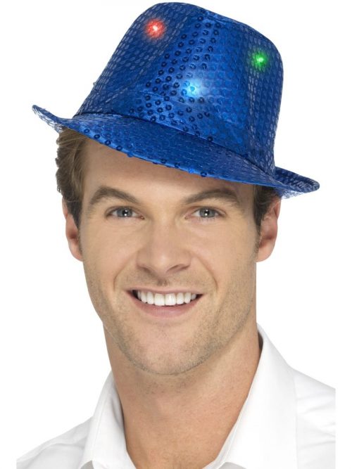 Light Up Sequin Trilby Hat Blue