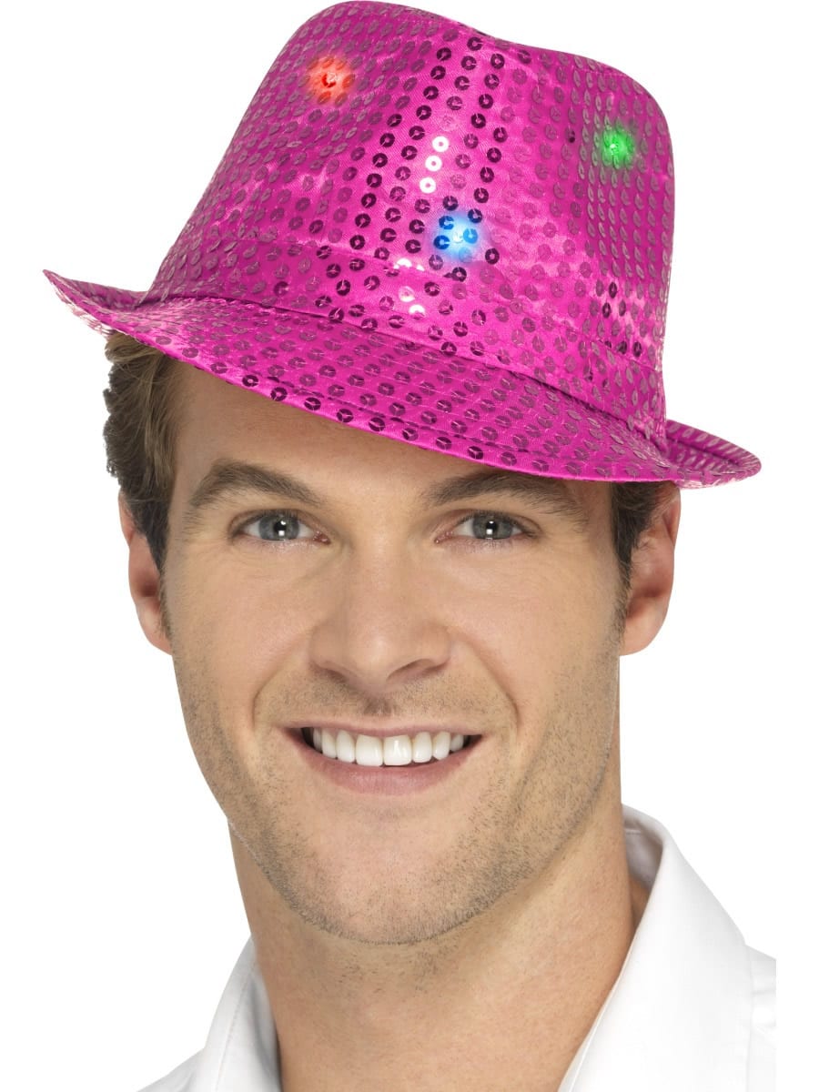 Light Up Sequin Trilby Hat Pink