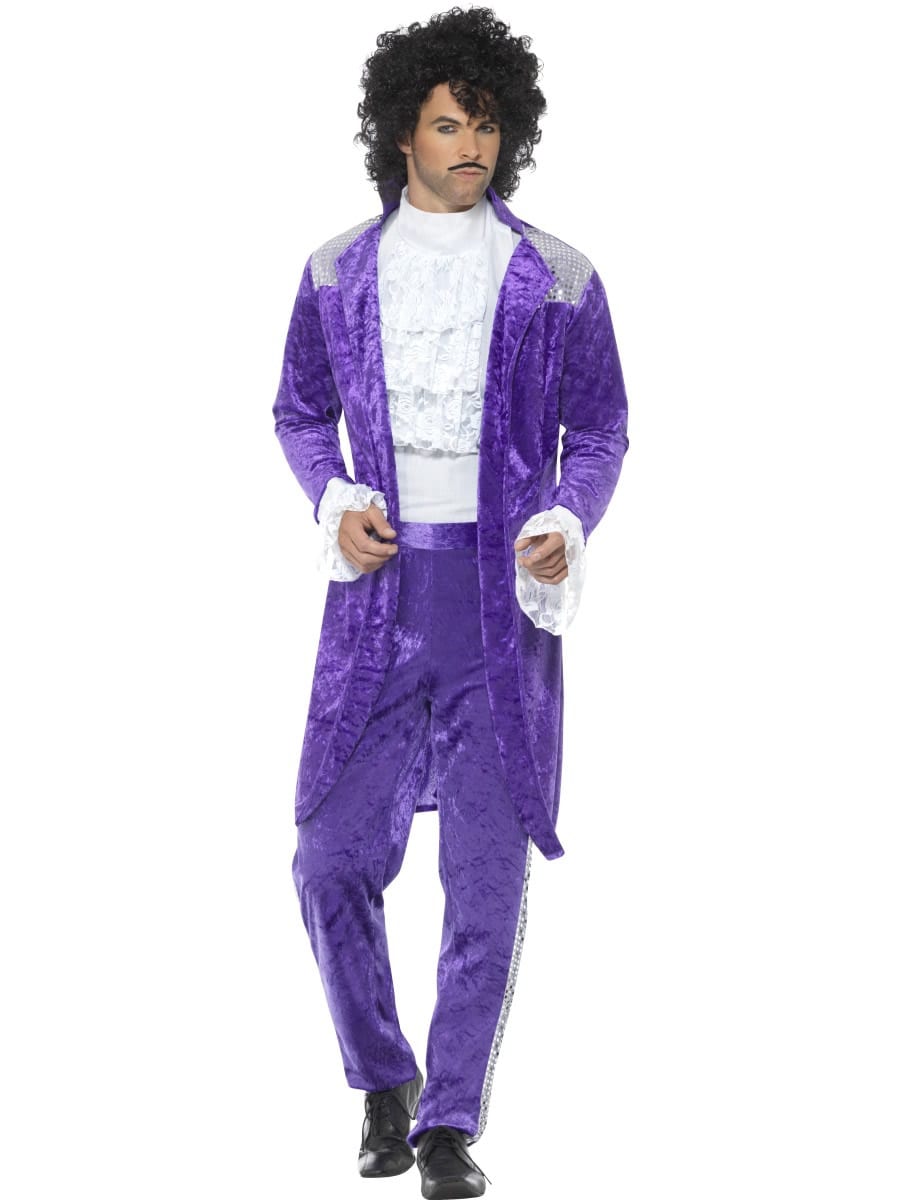 80's Purple Musician (Prince) Men's Fancy Dress Costume