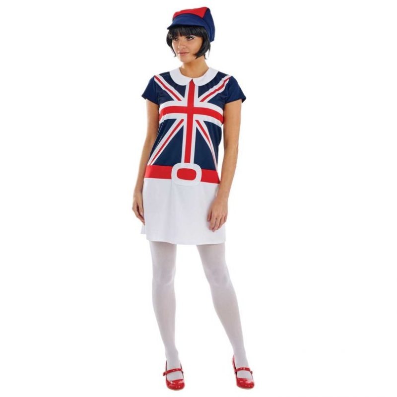 60's Mod Girl (Union Jack) Ladies Fancy Dress Costume
