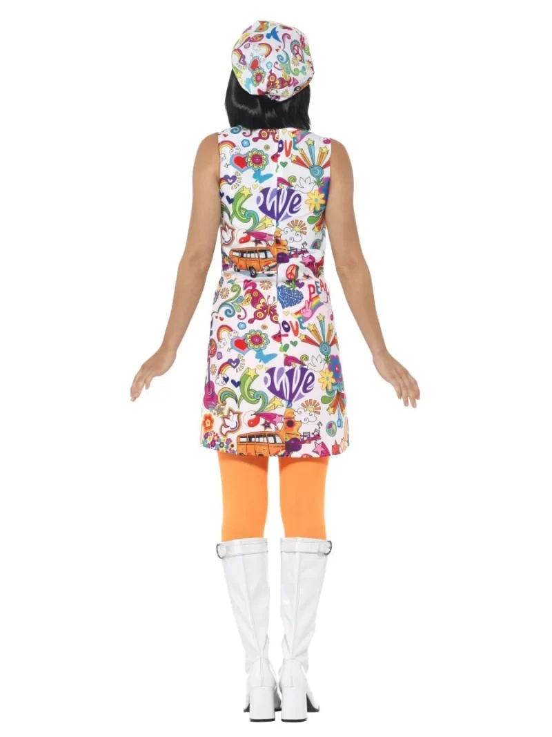 60's Groovy/Hippy Chick Ladies Fancy Dress Costume - Image 3