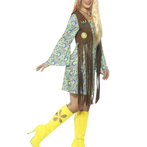 60's Hippie Chick Ladies Fancy Dress Costume - Image 2