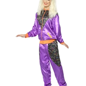 80's Purple Retro Shell Suit Ladies Fancy Dress Costume - Image 2