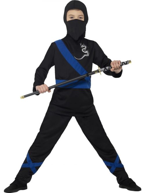 Ninja Assassin Black/Blue Children's Fancy Dress Costume