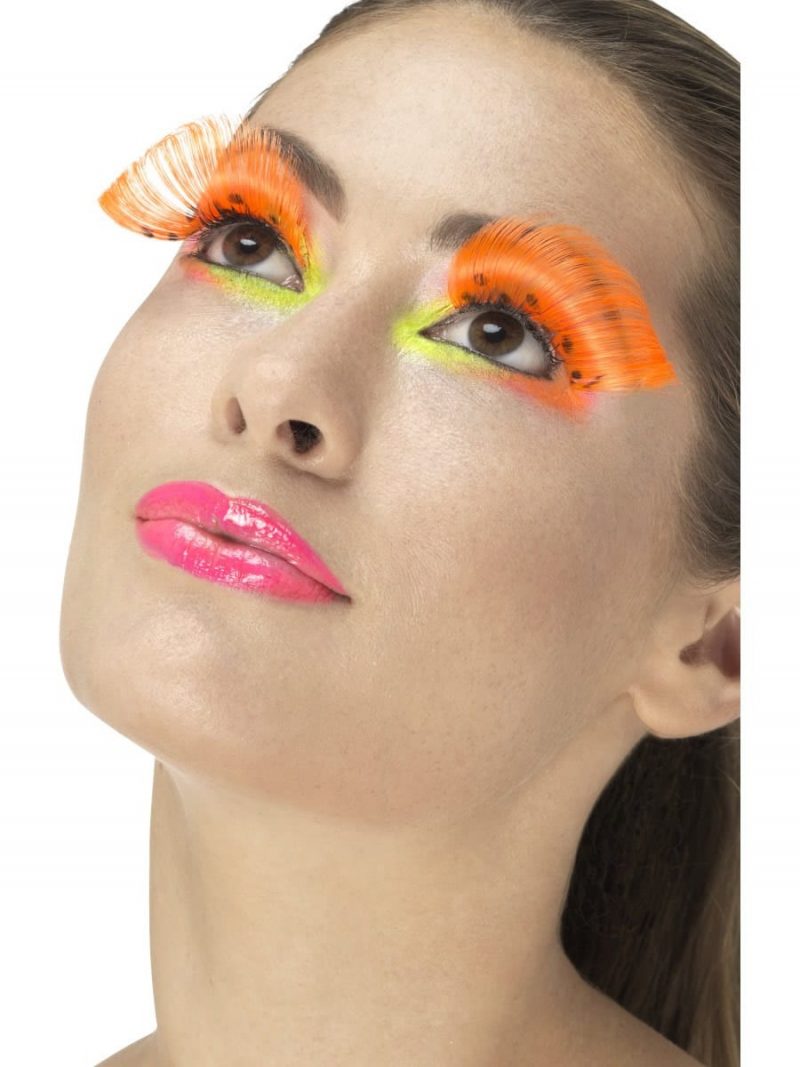 80's Polka Dot Eyelashes, Neon Orange